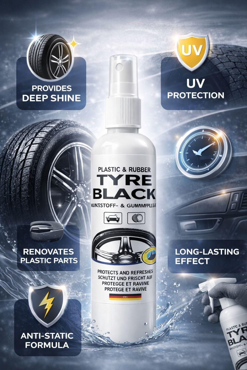 Rubber Tyre Shine Protector Spray 100 ml (Pack of 2)