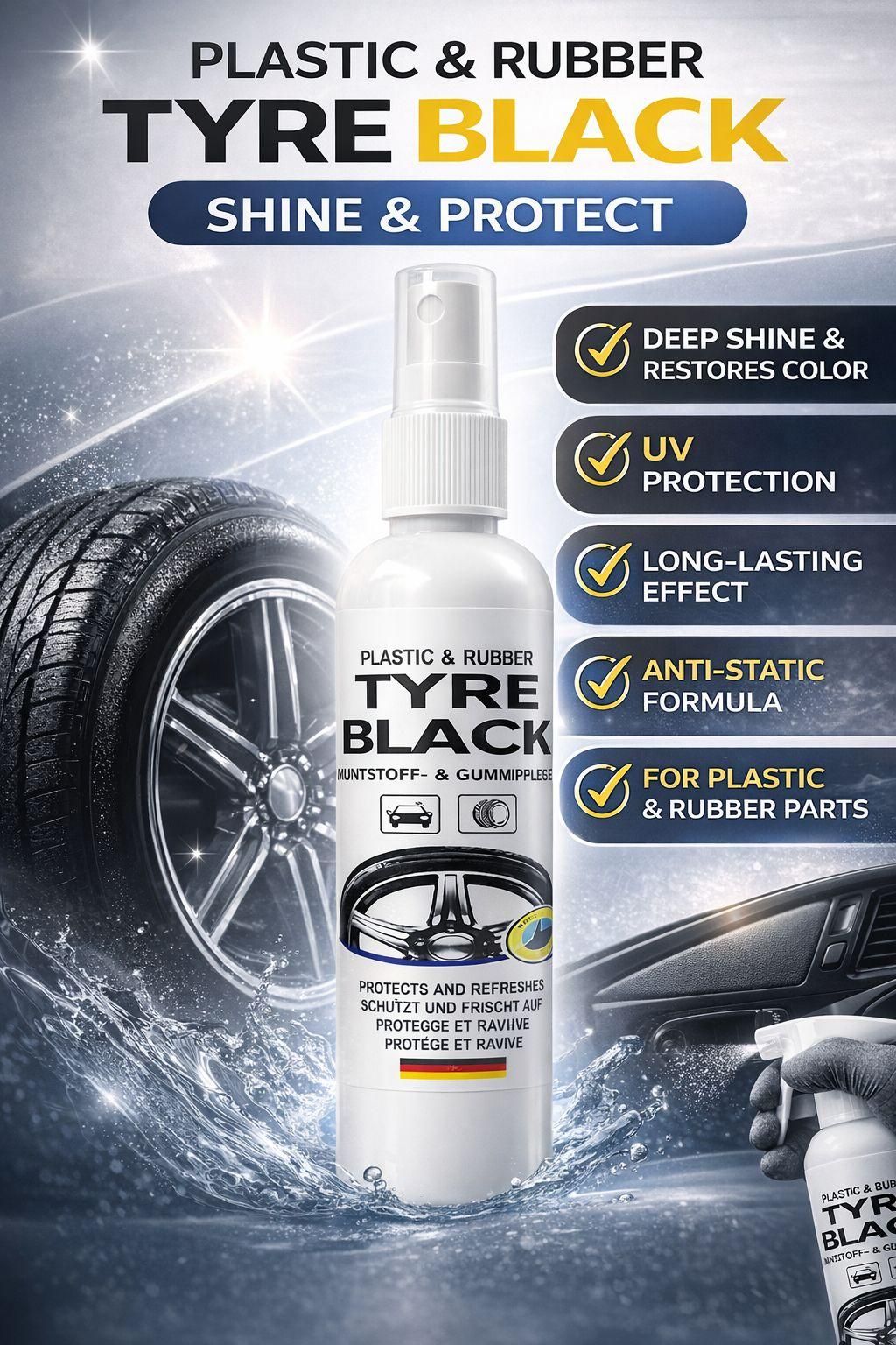 Rubber Tyre Shine Protector Spray 100 ml (Pack of 2)